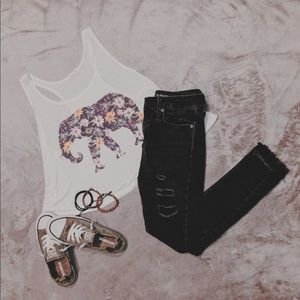 Cute elephant silhouette with floral detail tank